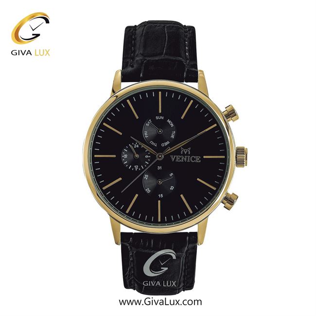ساعت مچی اورجینال مردانه ونیز سه موتوره فول تایم طلایی | مشکی| مشکی| کد رفرنس V800932502
