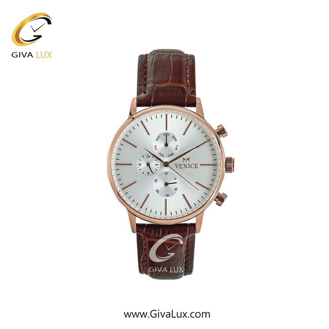 ساعت مچی اورجینال زنانه ونیز سه موتوره فول تایم رزگلد | قهوه ای| نقره ای| کد رفرنس V800933101
