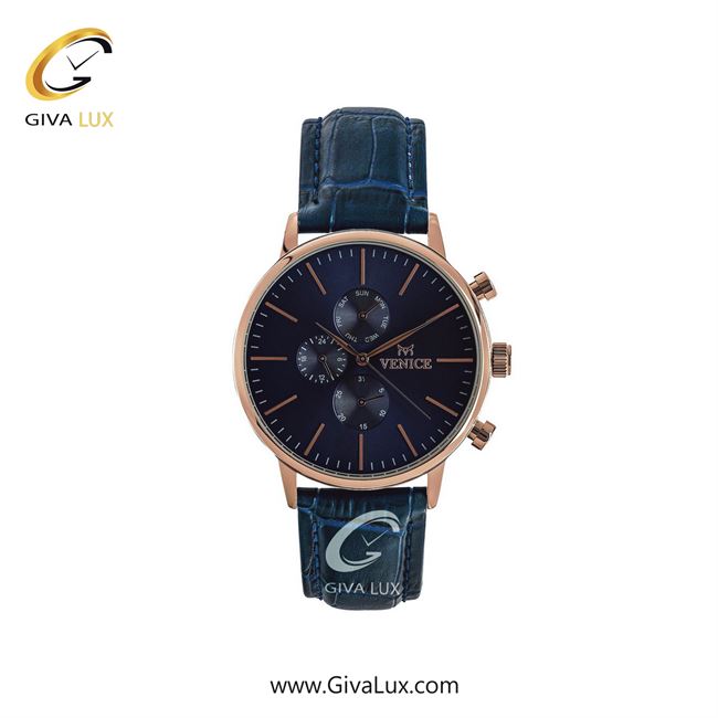 ساعت مچی اورجینال زنانه ونیز سه موتوره فول تایم رزگلد | سرمه ای| سرمه ای| کد رفرنس V800933301