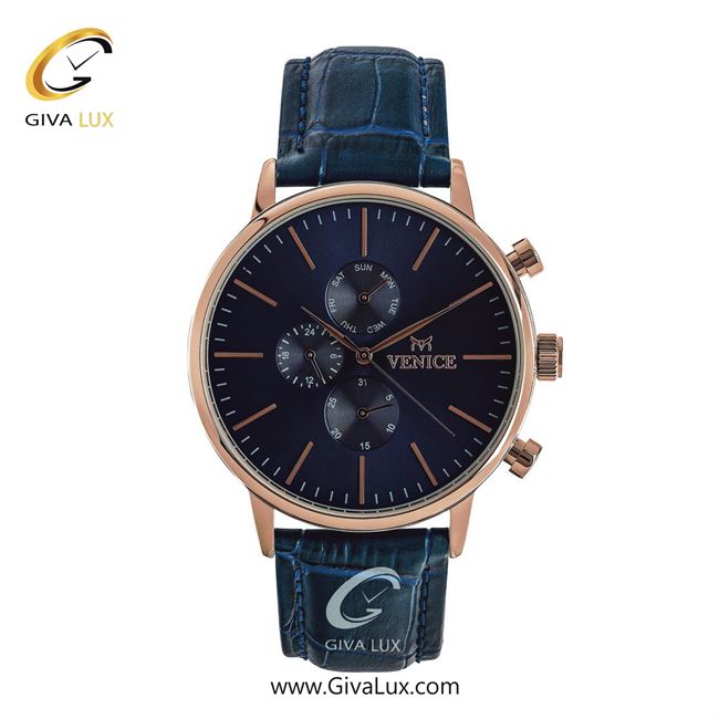 ساعت مچی اورجینال مردانه ونیز سه موتوره فول تایم رزگلد | سرمه ای| سرمه ای| کد رفرنس V800933302