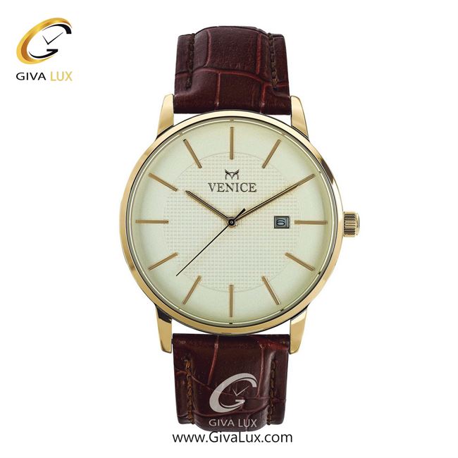 ساعت مچی اورجینال مردانه ونیز طلایی | قهوه ای| سفید| کد رفرنس V800942002