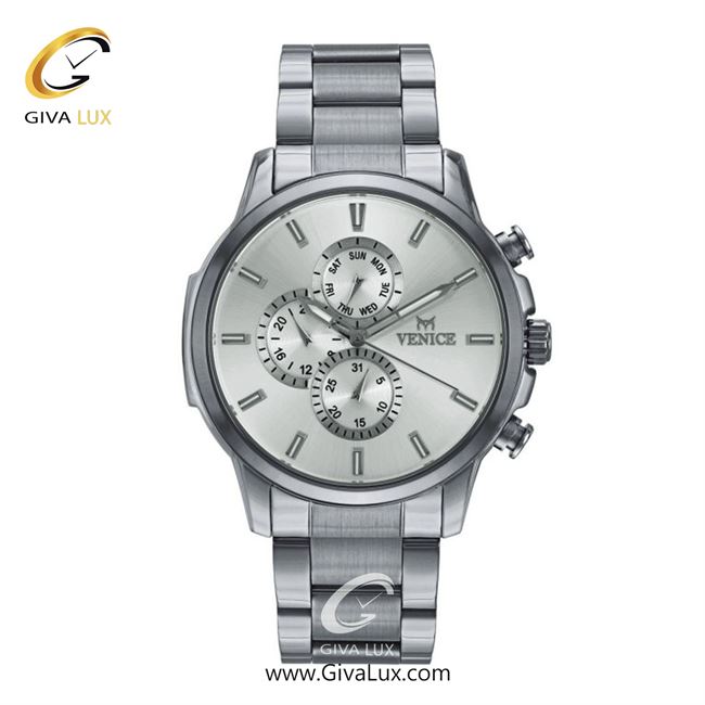 ساعت مچی اورجینال مردانه ونیز سه موتوره فول تایم نقره ای | نقره ای| نقره ای| کد رفرنس V801061102