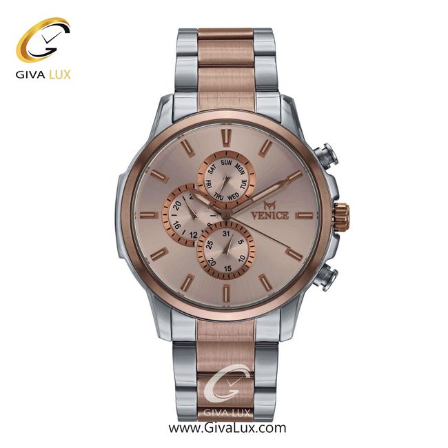 ساعت مچی اورجینال مردانه ونیز سه موتوره فول تایم نقره ای-رزگلد | رزگلد-نقره ای| رزگلد| کد رفرنس V801066102