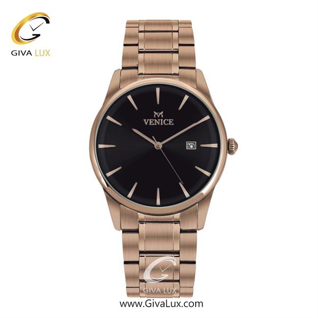 ساعت مچی اورجینال مردانه ونیز رزگلد | رزگلد| مشکی| کد رفرنس V801113402