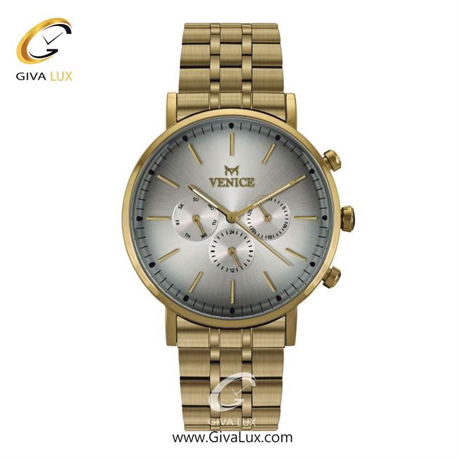 ساعت مچی اورجینال مردانه ونیز سه موتوره فول تایم طلایی | طلایی| نقره ای| کد رفرنس V801132102