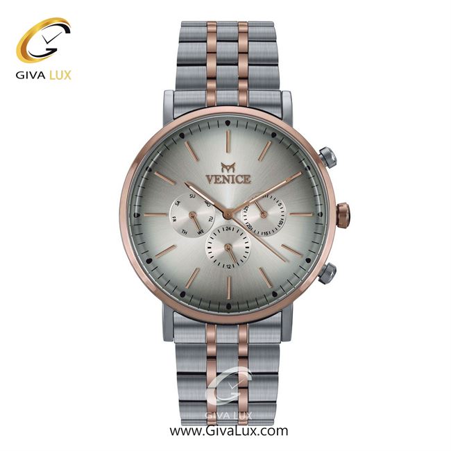 ساعت مچی اورجینال مردانه ونیز سه موتوره فول تایم رزگلد-نقره ای | نقره ای-رزگلد| نقره ای| کد رفرنس V801136002