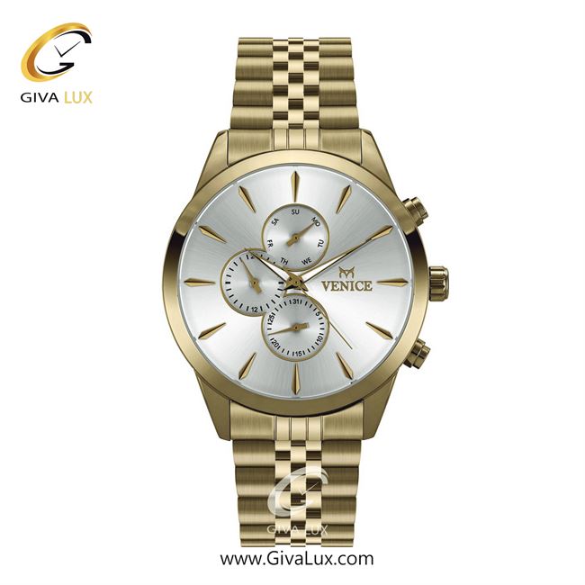 ساعت مچی اورجینال مردانه ونیز سه موتوره فول تایم طلایی | طلایی| نقره ای| کد رفرنس V801162102