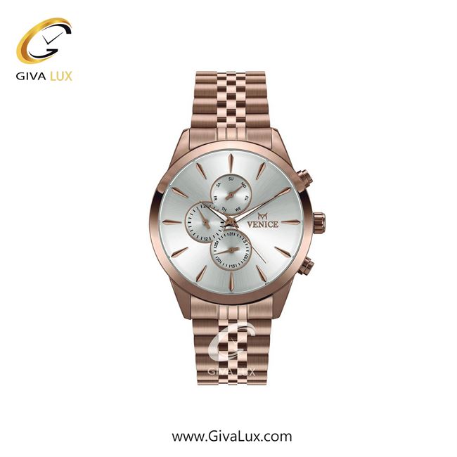 ساعت مچی اورجینال زنانه ونیز سه موتوره فول تایم رزگلد | رزگلد| نقره ای| کد رفرنس V801163101