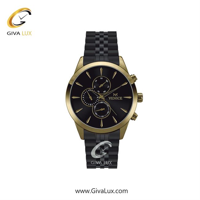 ساعت مچی اورجینال زنانه ونیز سه موتوره فول تایم طلایی | مشکی| مشکی| کد رفرنس V801167001