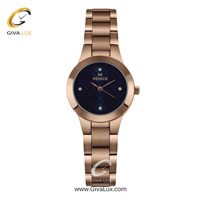 ساعت مچی اورجینال زنانه ونیز رزگلد | رزگلد| سرمه ای| کد رفرنس V801173301