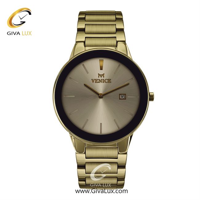ساعت مچی اورجینال مردانه ونیز طلایی-مشکی | طلایی| طلایی| کد رفرنس V801192302