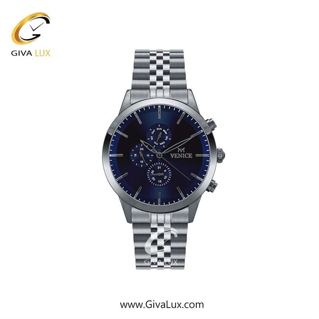 ساعت مچی اورجینال زنانه ونیز سه موتوره فول تایم نقره ای | نقره ای| سرمه ای| کد رفرنس V801201401