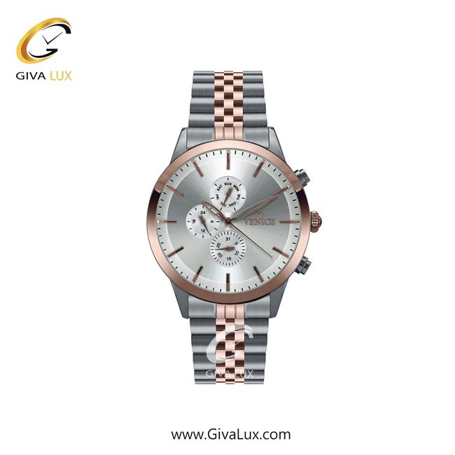 ساعت مچی اورجینال زنانه ونیز سه موتوره فول تایم نقره ای-رزگلد | نقره ای-رزگلد| نقره ای| کد رفرنس V801206001