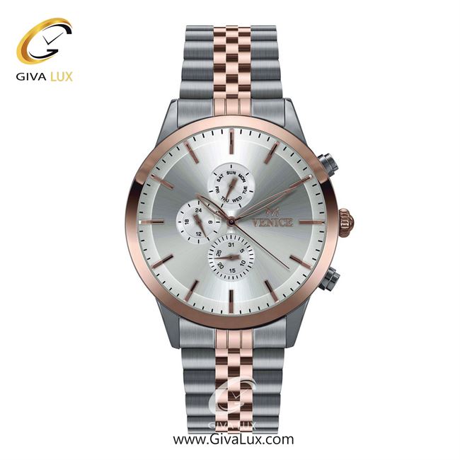 ساعت مچی اورجینال مردانه ونیز سه موتوره فول تایم رزگلد-نقره ای | نقره ای-رزگلد| نقره ای| کد رفرنس V801206002