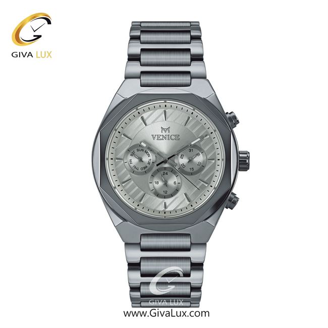 ساعت مچی اورجینال مردانه ونیز سه موتوره فول تایم نقره ای | نقره ای| نقره ای| کد رفرنس V801211102