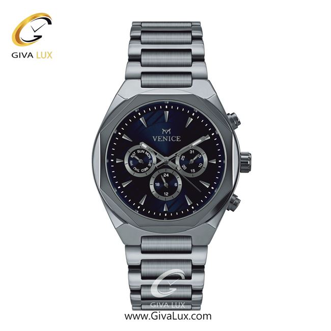 ساعت مچی اورجینال مردانه ونیز سه موتوره فول تایم نقره ای | نقره ای| سرمه ای| کد رفرنس V801211402