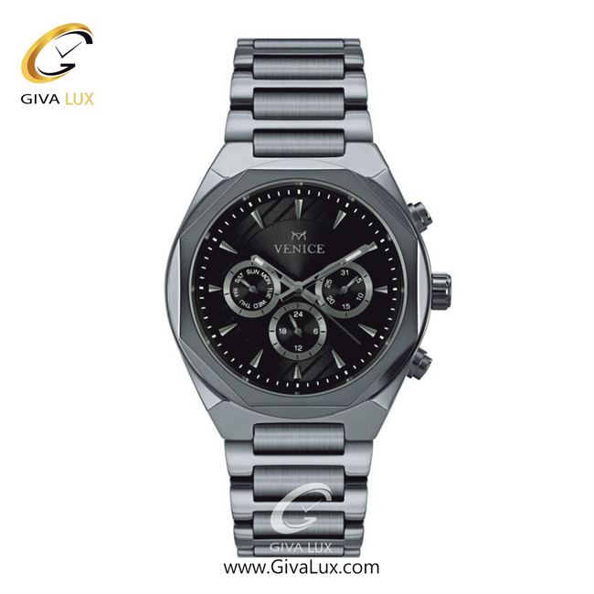 ساعت مچی اورجینال مردانه ونیز سه موتوره فول تایم نقره ای | نقره ای| مشکی| کد رفرنس V801211502