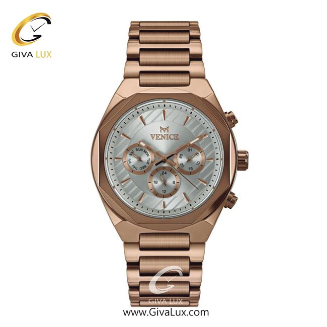 ساعت مچی اورجینال مردانه ونیز سه موتوره فول تایم رزگلد | رزگلد| نقره ای| کد رفرنس V801213102