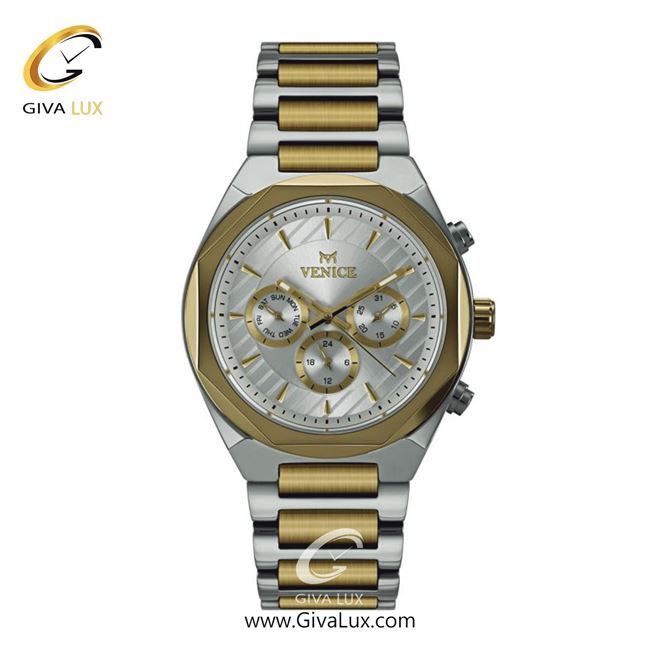 ساعت مچی اورجینال مردانه ونیز سه موتوره فول تایم طلایی-نقره ای | طلایی-نقره ای| نقره ای| کد رفرنس V801215202