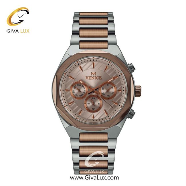 ساعت مچی اورجینال مردانه ونیز سه موتوره فول تایم رزگلد-نقره ای | نقره ای-رزگلد| رزگلد| کد رفرنس V801216102