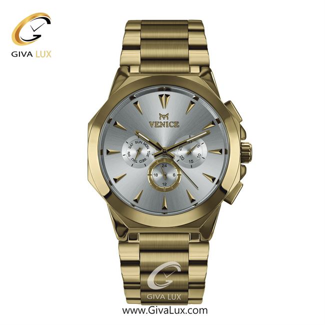 ساعت مچی اورجینال مردانه ونیز سه موتوره فول تایم طلایی | طلایی| نقره ای| کد رفرنس V801222102