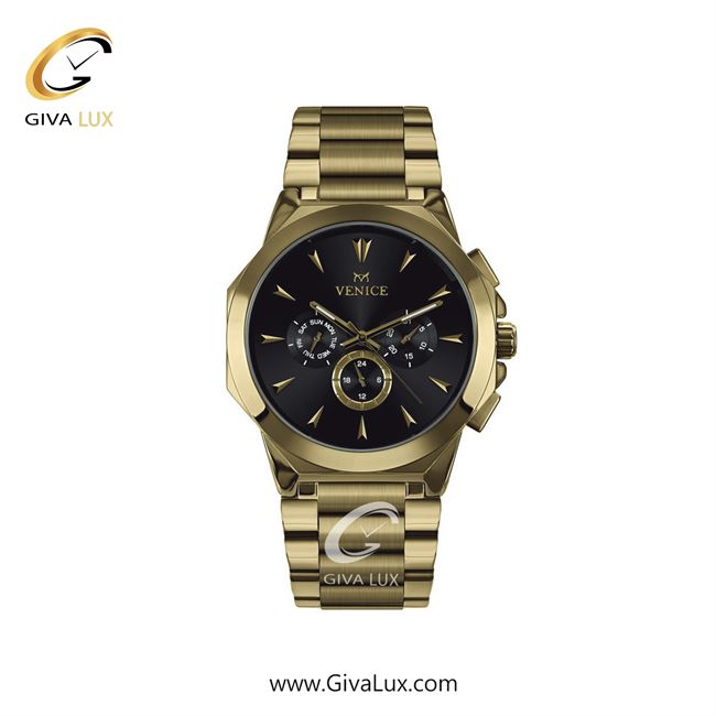 ساعت مچی اورجینال زنانه ونیز سه موتوره فول تایم طلایی | طلایی| مشکی| کد رفرنس V801222501