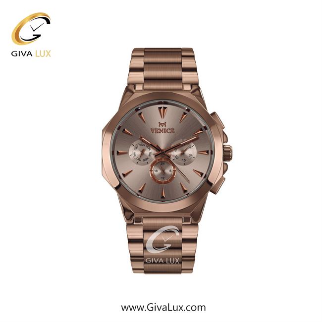 ساعت مچی اورجینال زنانه ونیز سه موتوره فول تایم رزگلد | رزگلد| رزگلد| کد رفرنس V801223001