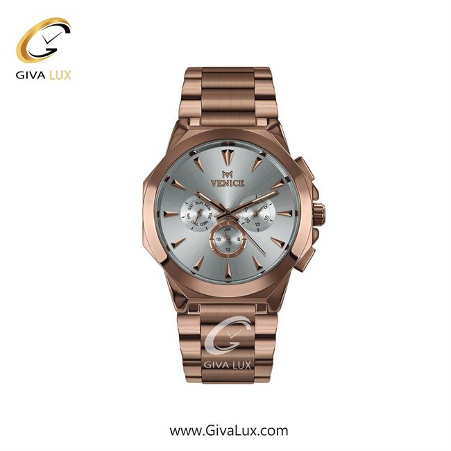 ساعت مچی اورجینال زنانه ونیز سه موتوره فول تایم رزگلد | رزگلد| نقره ای| کد رفرنس V801223101