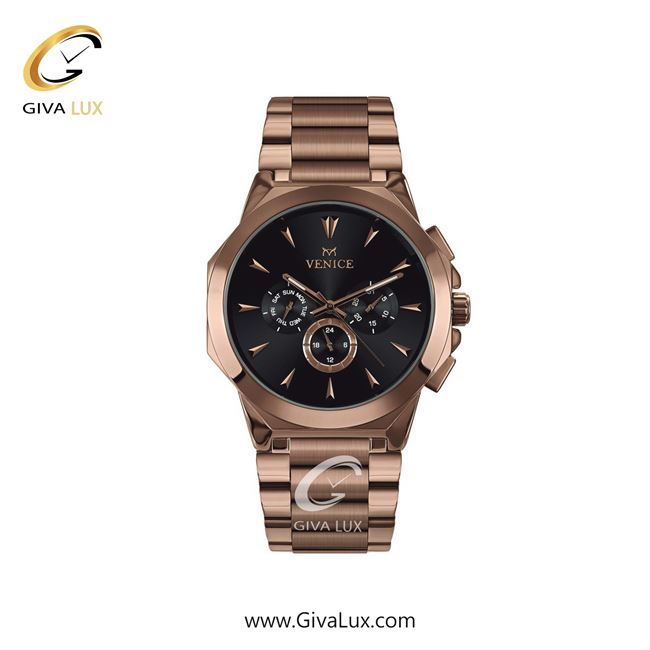ساعت مچی اورجینال زنانه ونیز سه موتوره فول تایم رزگلد | رزگلد| مشکی| کد رفرنس V801223401