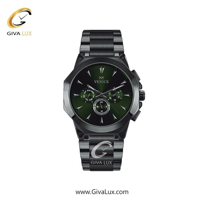 ساعت مچی اورجینال زنانه ونیز سه موتوره فول تایم تیتانیوم | تیتانیوم| سبز یشمی تیره| کد رفرنس V801224901