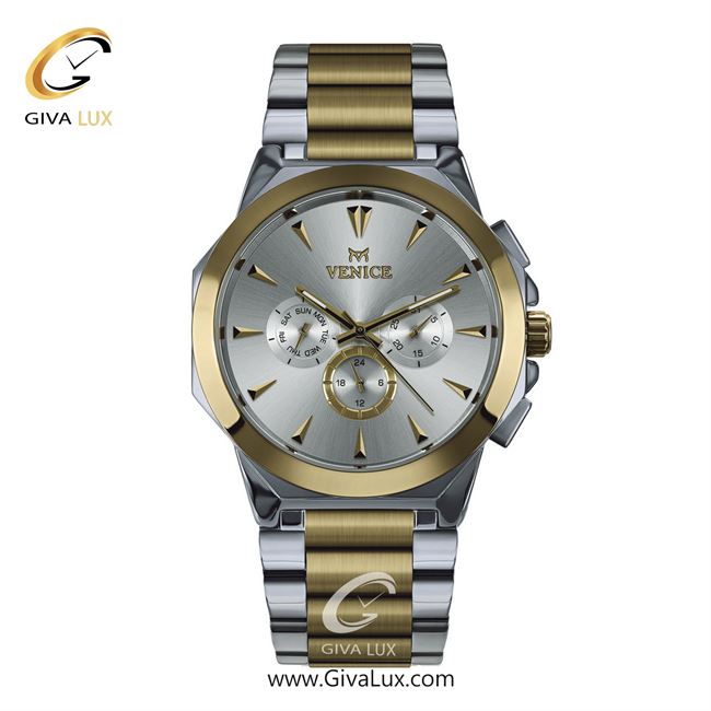 ساعت مچی اورجینال مردانه ونیز سه موتوره فول تایم طلایی-نقره ای | طلایی-نقره ای| نقره ای| کد رفرنس V801225202