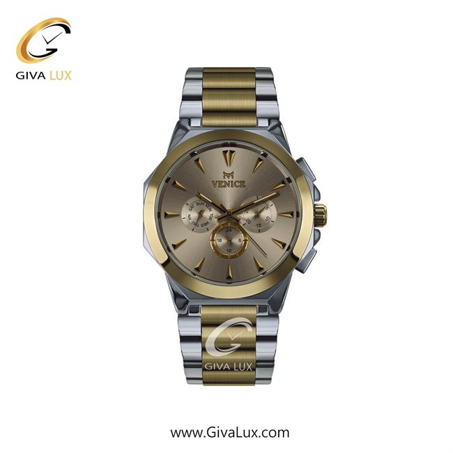 ساعت مچی اورجینال زنانه ونیز سه موتوره فول تایم نقره ای-طلایی | نقره ای-طلایی| شامپاینی| کد رفرنس V801225401