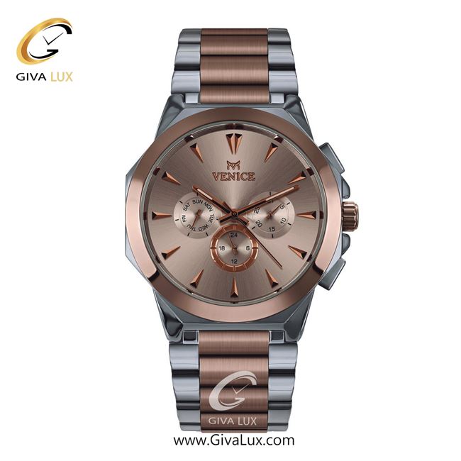 ساعت مچی اورجینال مردانه ونیز سه موتوره فول تایم نقره ای-رزگلد | رزگلد-نقره ای| رزگلد| کد رفرنس V801226102