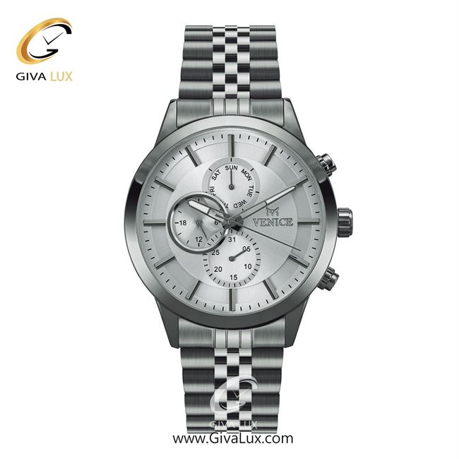 ساعت مچی اورجینال مردانه ونیز سه موتوره فول تایم نقره ای | نقره ای| نقره ای| کد رفرنس V801231102