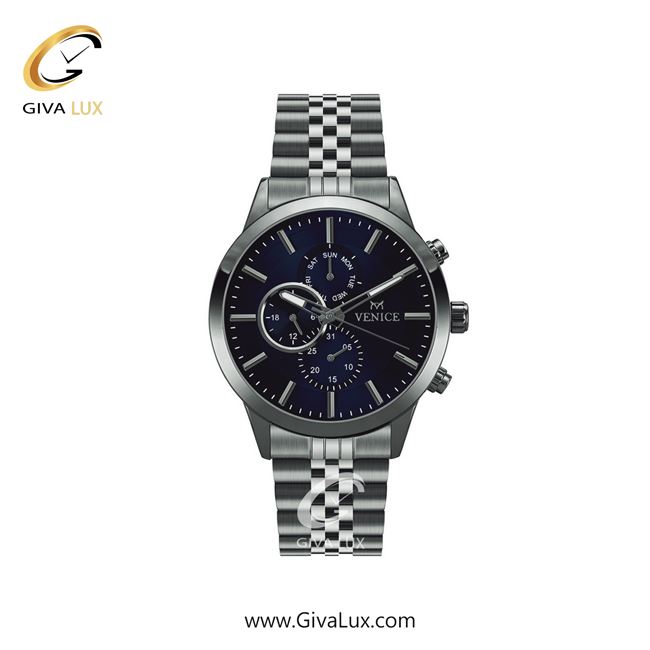 ساعت مچی اورجینال زنانه ونیز سه موتوره فول تایم نقره ای | نقره ای| سرمه ای| کد رفرنس V801231401