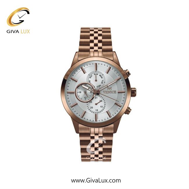 ساعت مچی اورجینال زنانه ونیز سه موتوره فول تایم رزگلد | رزگلد| نقره ای| کد رفرنس V801233101