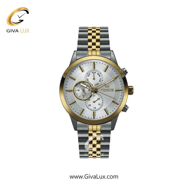 ساعت مچی اورجینال زنانه ونیز سه موتوره فول تایم نقره ای-طلایی | نقره ای-طلایی| نقره ای| کد رفرنس V801235201
