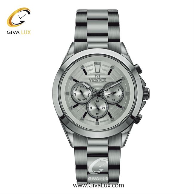 ساعت مچی اورجینال مردانه ونیز سه موتوره فول تایم نقره ای | نقره ای| نقره ای| کد رفرنس V801251102