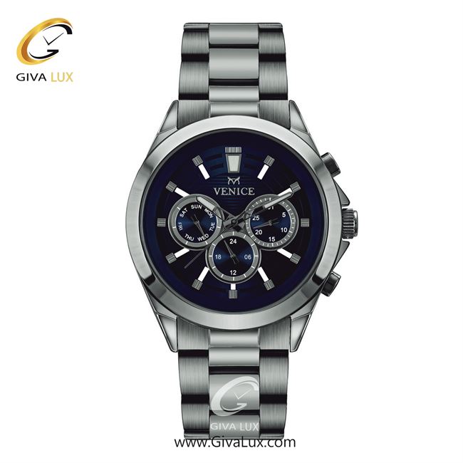 ساعت مچی اورجینال مردانه ونیز سه موتوره فول تایم نقره ای | نقره ای| سرمه ای| کد رفرنس V801251402
