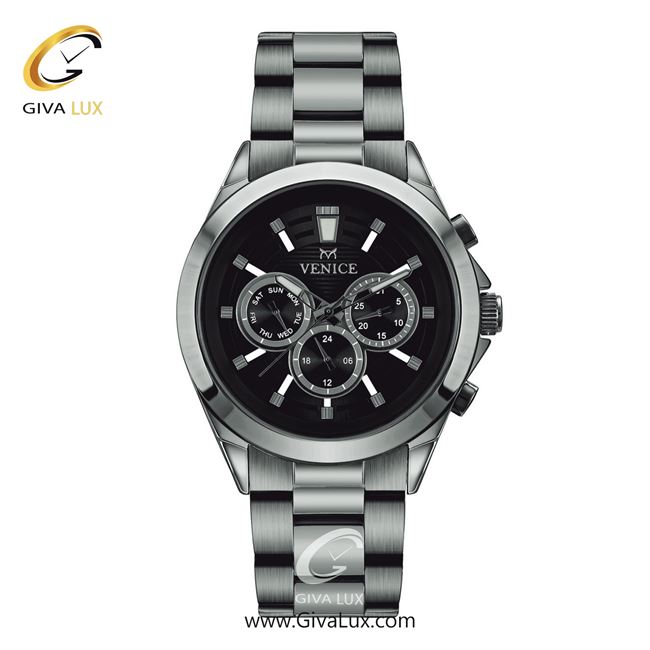 ساعت مچی اورجینال مردانه ونیز سه موتوره فول تایم نقره ای | نقره ای| مشکی| کد رفرنس V801251502