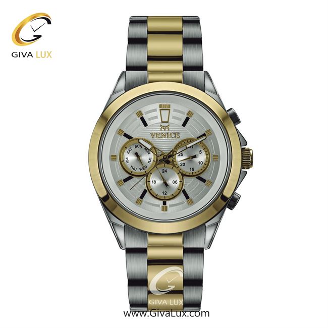 ساعت مچی اورجینال مردانه ونیز سه موتوره فول تایم طلایی-نقره ای | طلایی-نقره ای| نقره ای| کد رفرنس V801255202