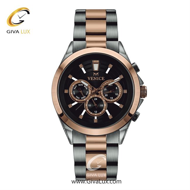 ساعت مچی اورجینال مردانه ونیز سه موتوره فول تایم نقره ای-رزگلد | رزگلد-نقره ای| مشکی| کد رفرنس V801256402