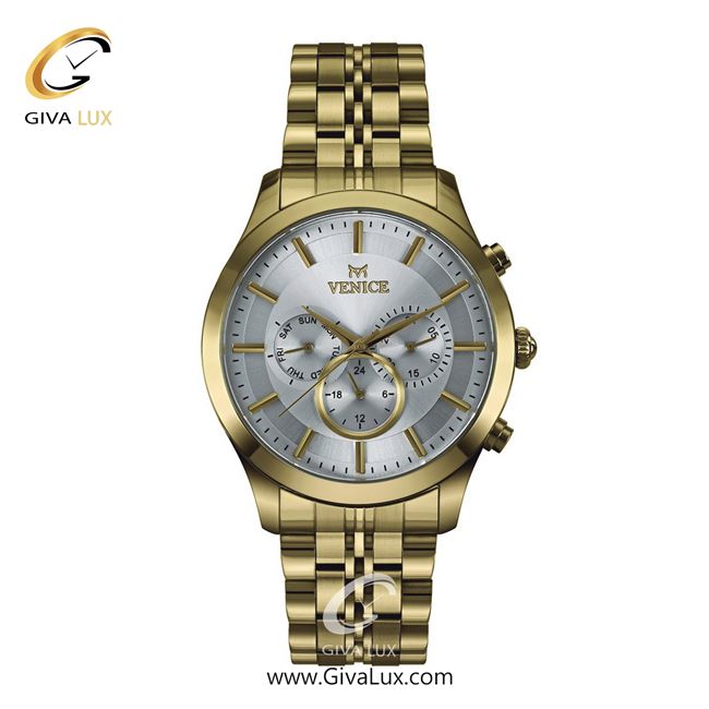 ساعت مچی اورجینال مردانه ونیز سه موتوره فول تایم طلایی | طلایی| نقره ای| کد رفرنس V801262102