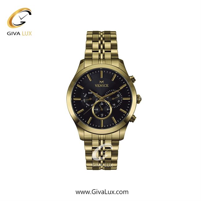 ساعت مچی اورجینال زنانه ونیز سه موتوره فول تایم طلایی | طلایی| مشکی| کد رفرنس V801262501