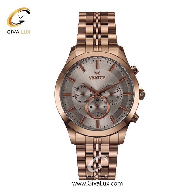 ساعت مچی اورجینال مردانه ونیز سه موتوره فول تایم رزگلد | رزگلد| رزگلد| کد رفرنس V801263002