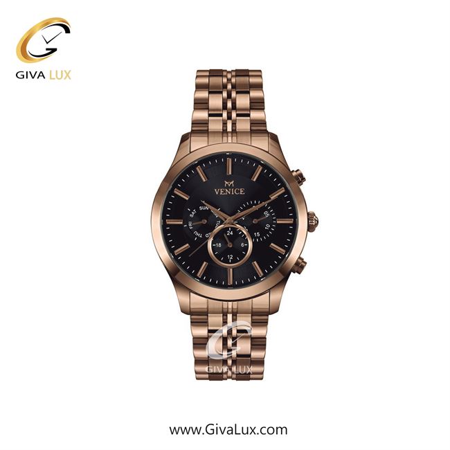 ساعت مچی اورجینال زنانه ونیز سه موتوره فول تایم رزگلد | رزگلد| مشکی| کد رفرنس V801263401