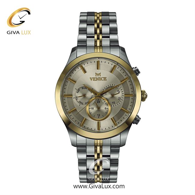 ساعت مچی اورجینال مردانه ونیز سه موتوره فول تایم طلایی-نقره ای | طلایی-نقره ای| خاکی| کد رفرنس V801265302