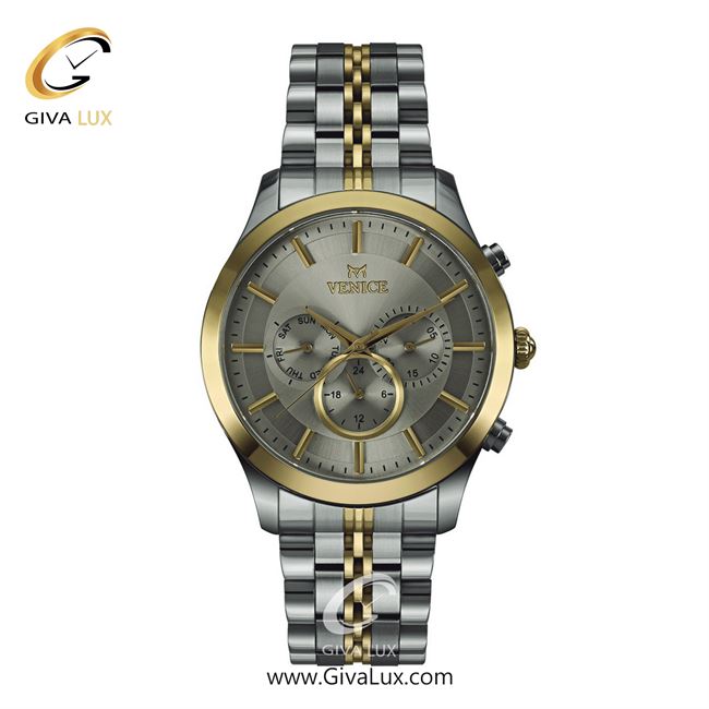 ساعت مچی اورجینال مردانه ونیز سه موتوره فول تایم نقره ای-طلایی | طلایی-نقره ای| دودی|تیتانیوم| کد رفرنس V801265402