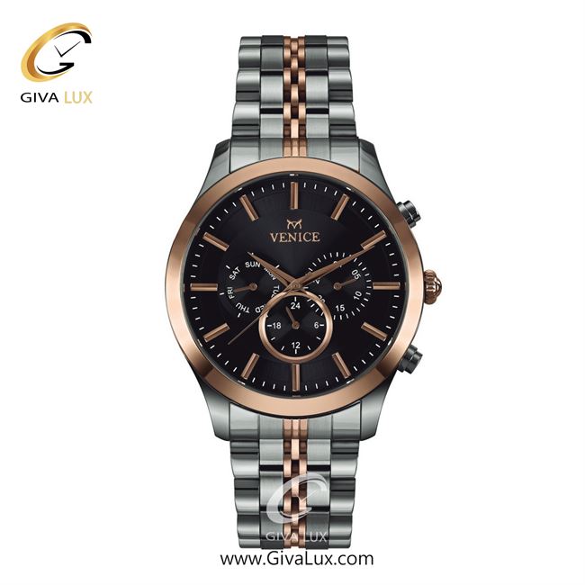 ساعت مچی اورجینال مردانه ونیز سه موتوره فول تایم نقره ای-رزگلد | رزگلد-نقره ای| مشکی| کد رفرنس V801266402