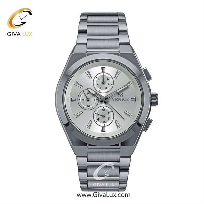 ساعت مچی اورجینال مردانه ونیز سه موتوره فول تایم نقره ای | نقره ای| نقره ای| کد رفرنس V801271102